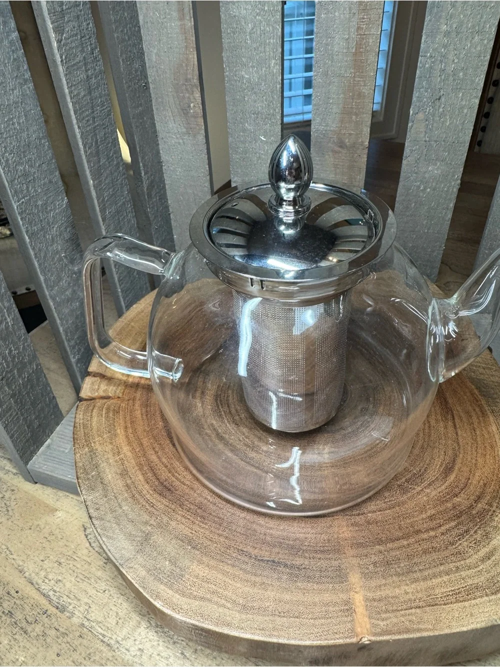 Clear Glass Teapot with Stainless Steel Infuser for Loose Leaf or Blooming Tea